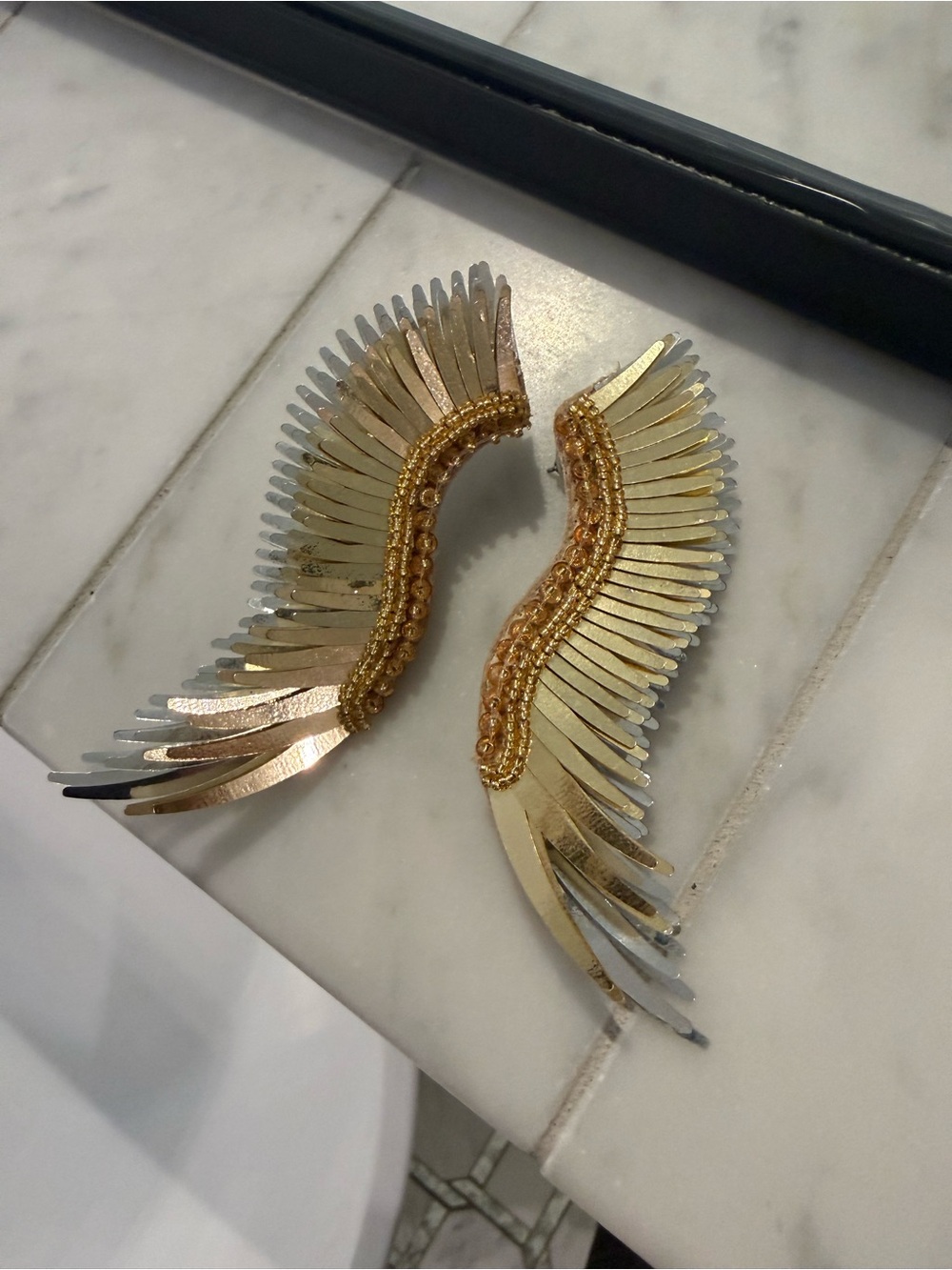 Mignonne Gavigan Gold and Silver Wing Fringe Earrings